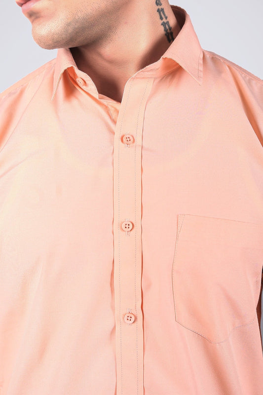 Bluebird Pale Salmon Men's Office Shirt - Veshbhoshaa