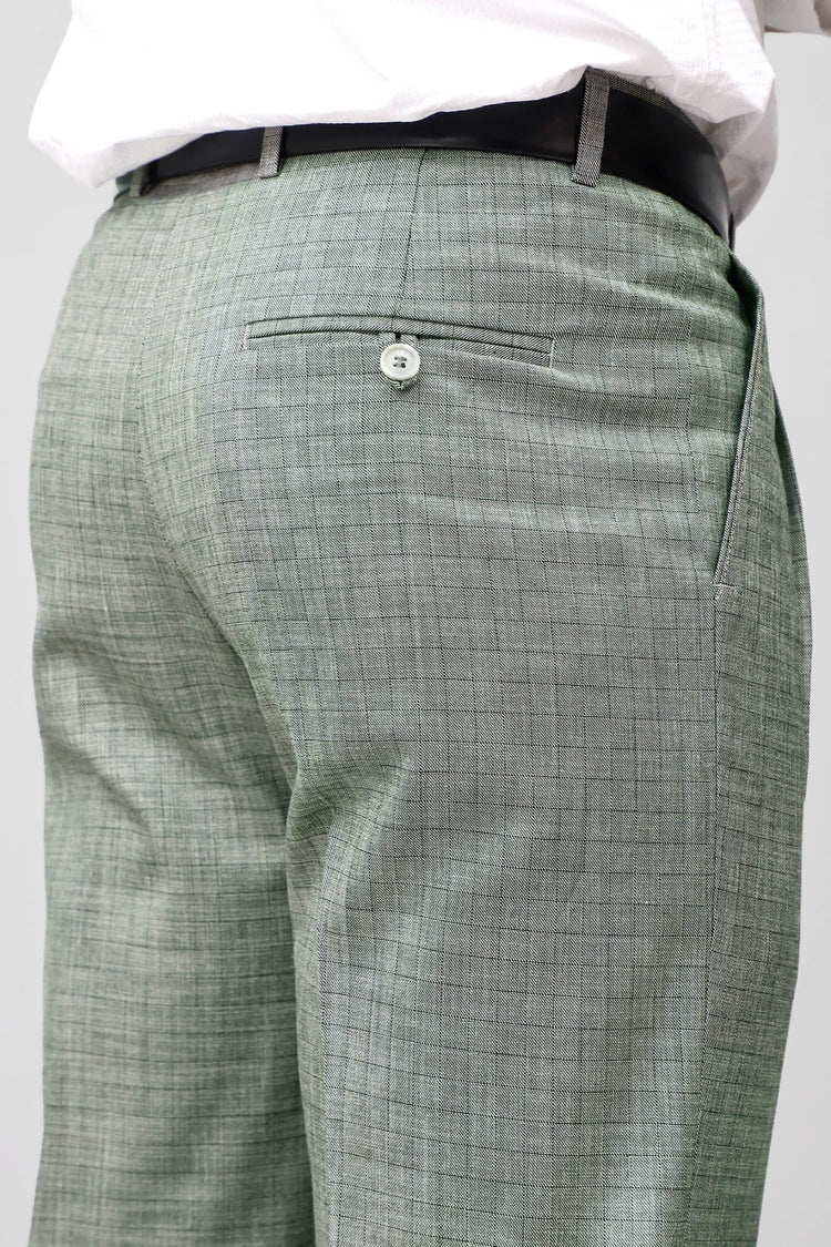 Bluebird Premium Light Grey Check Pleated Trouser - Veshbhoshaa