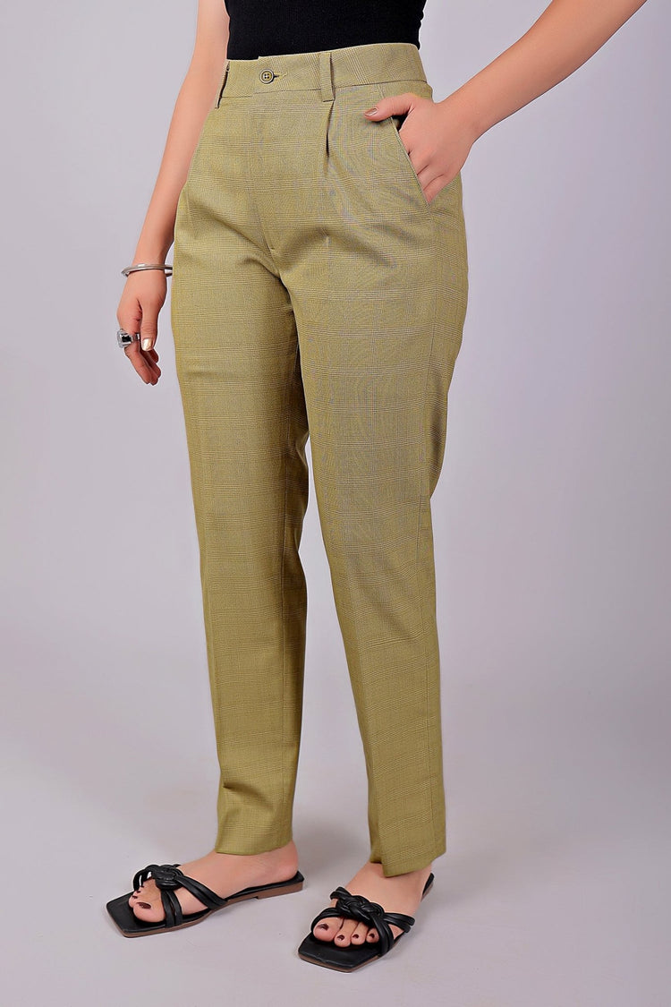 Bluebird Sand Glen Plaid Formal Trouser Comfort Fit - Veshbhoshaa