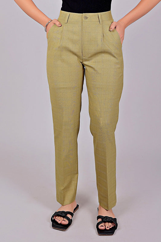 Bluebird Sand Glen Plaid Formal Trouser Comfort Fit - Veshbhoshaa