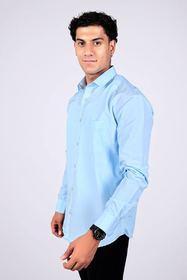 Bluebird Sky Blue Men's Office Shirt - Veshbhoshaa