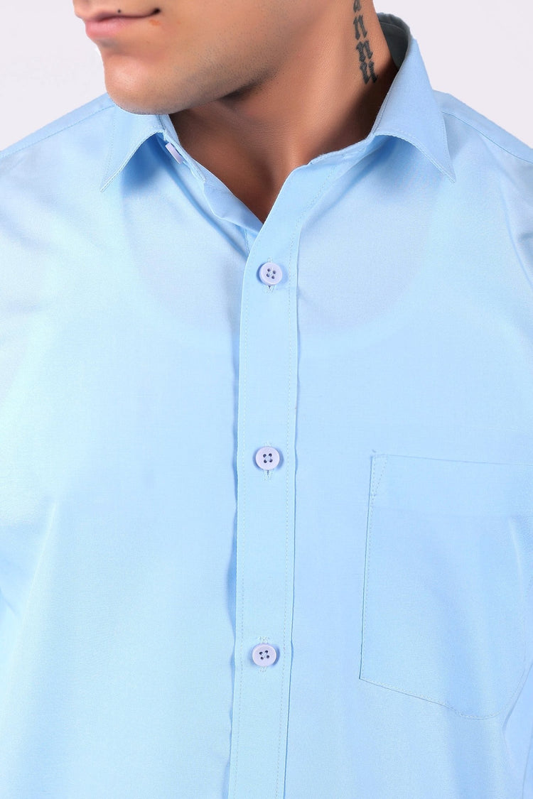 Bluebird Sky Blue Men's Office Shirt - Veshbhoshaa