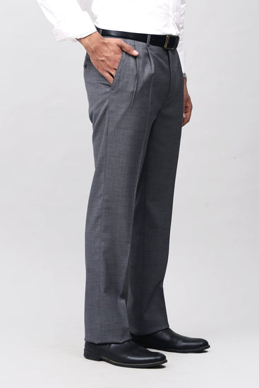 Bluebird Sophisticated Dark Grey Pleated Trouser - Veshbhoshaa