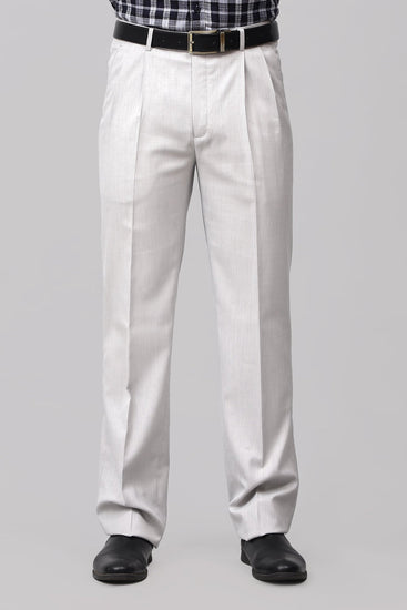 Bluebird Subtle Light Grey Pleated Trouser - Veshbhoshaa