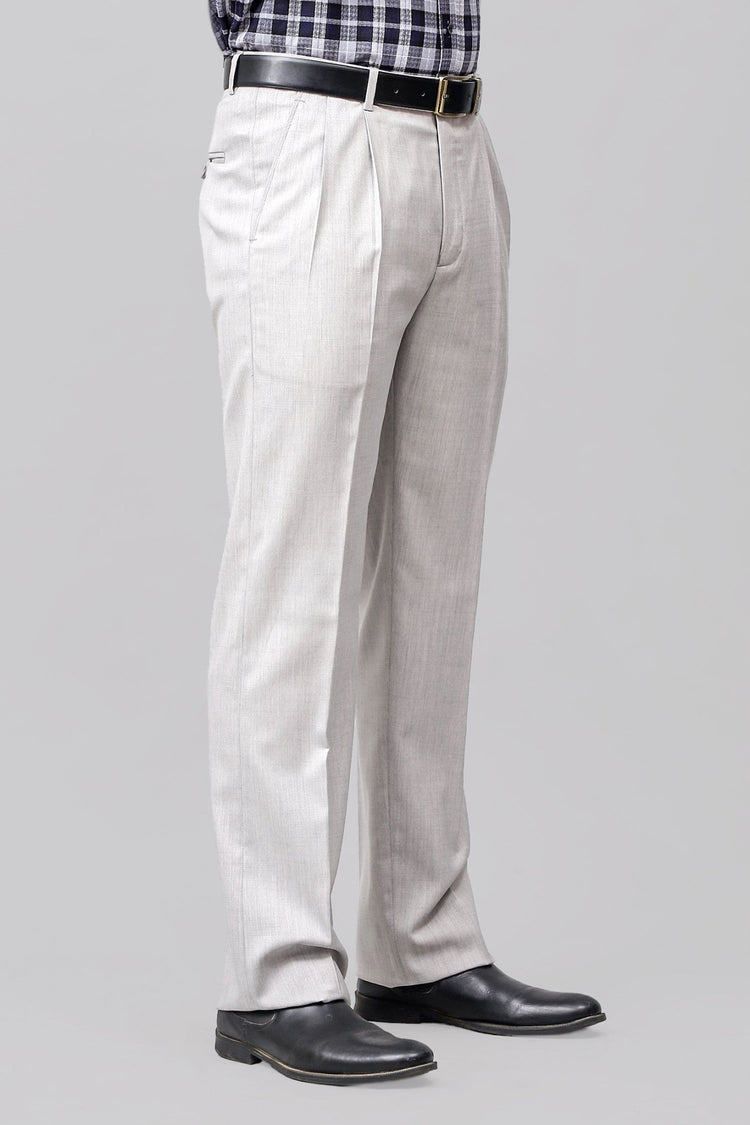 Bluebird Subtle Light Grey Pleated Trouser - Veshbhoshaa