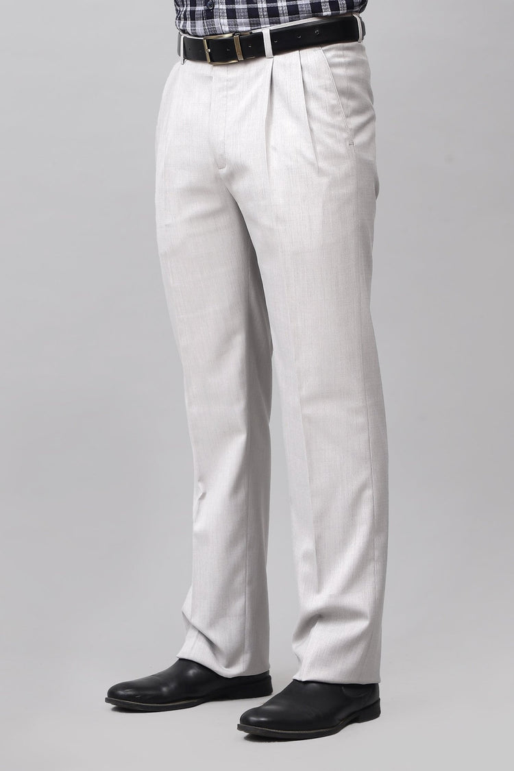 Bluebird Subtle Light Grey Pleated Trouser - Veshbhoshaa