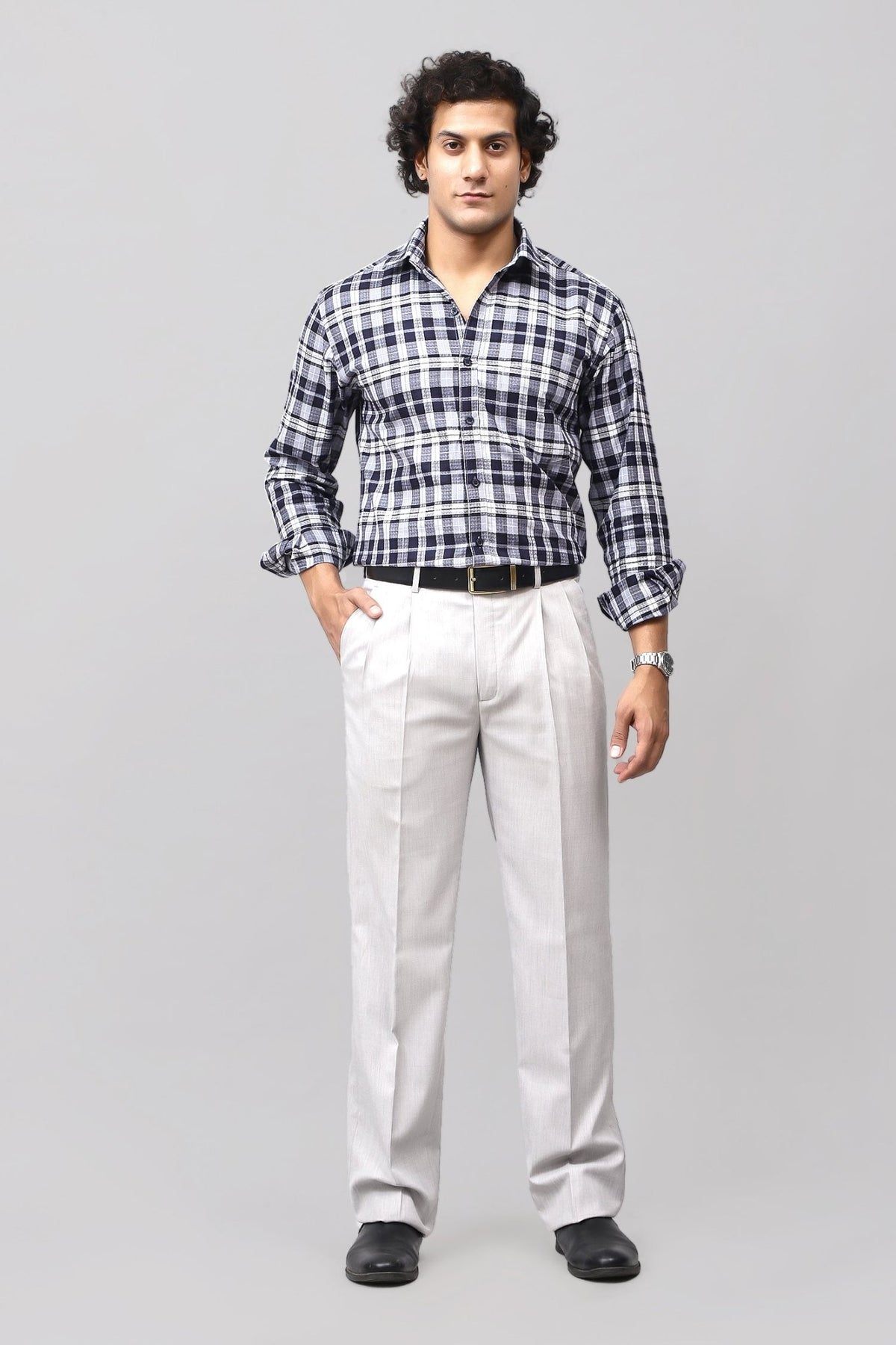 Bluebird Subtle Light Grey Pleated Trouser - Veshbhoshaa