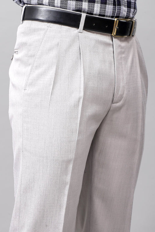 Bluebird Subtle Light Grey Pleated Trouser - Veshbhoshaa