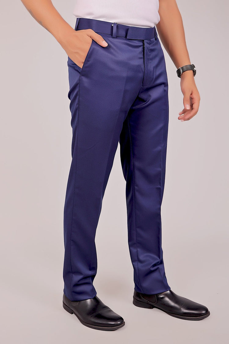 Bluebird Tailored Fit Blue Formal Trouser - Veshbhoshaa