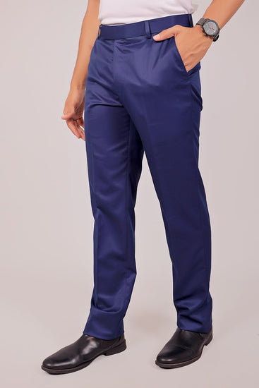 Bluebird Tailored Fit Blue Formal Trouser - Veshbhoshaa