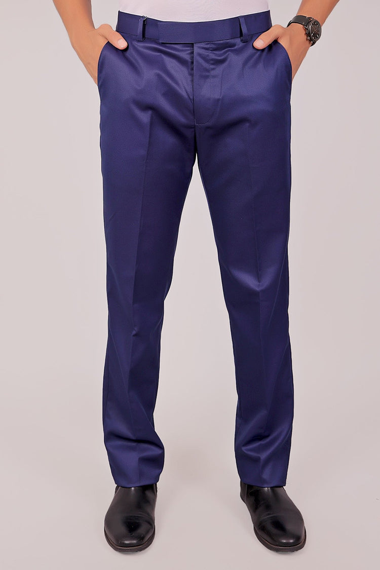 Bluebird Tailored Fit Blue Formal Trouser - Veshbhoshaa