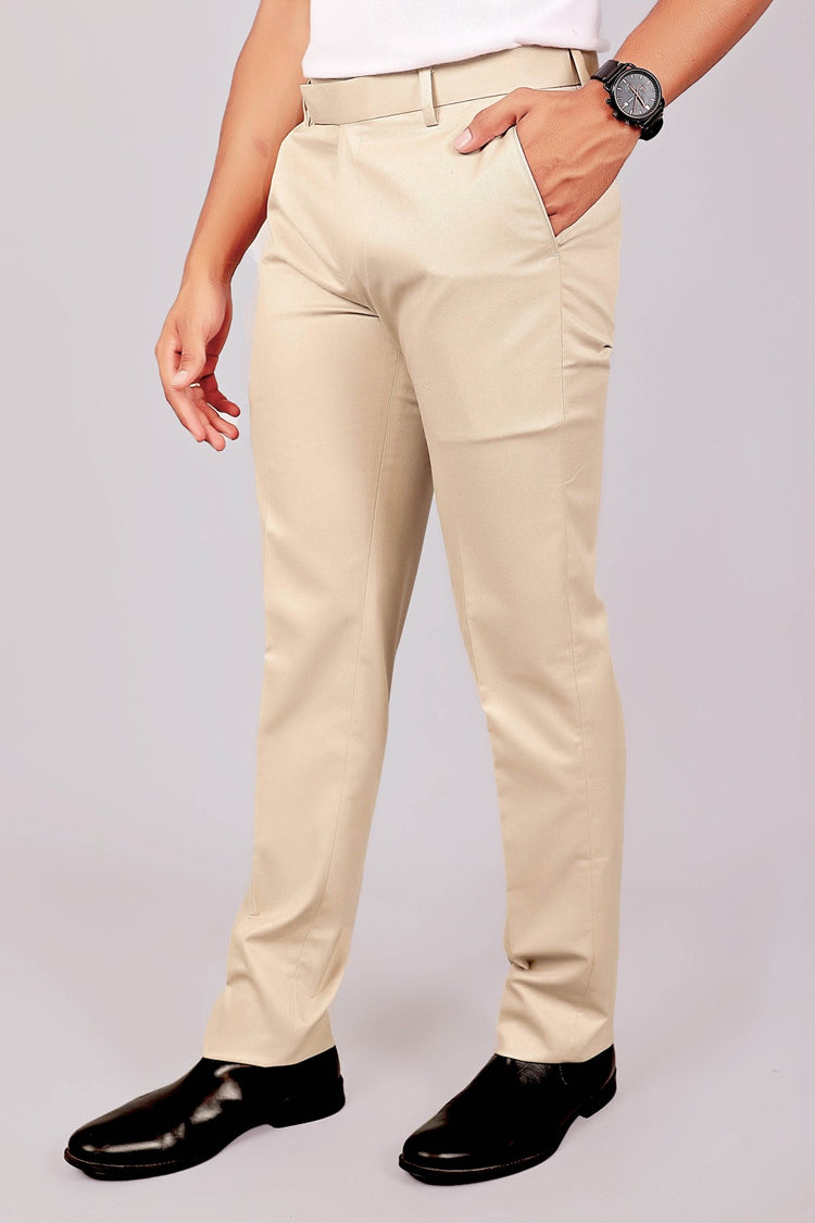 Bluebird Tailored Fit Magnolia Cream Trouser - Veshbhoshaa