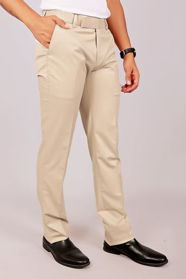 Bluebird Tailored Fit Magnolia Cream Trouser - Veshbhoshaa