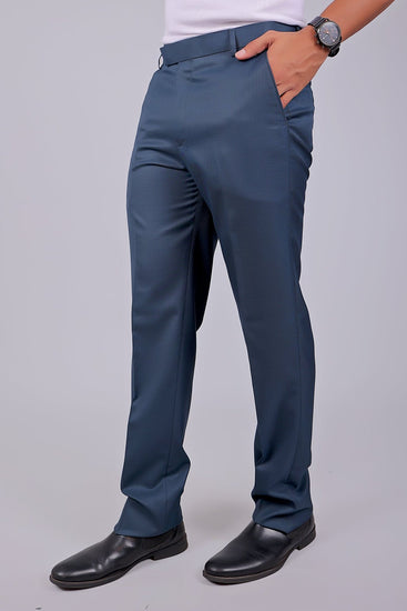 Bluebird Tailored Fit Marengo Blue Trouser - Veshbhoshaa