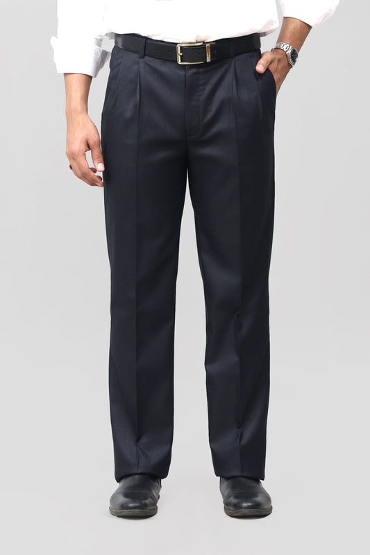 Bluebird Timeless Navy Blue Pleated Trouser - Veshbhoshaa