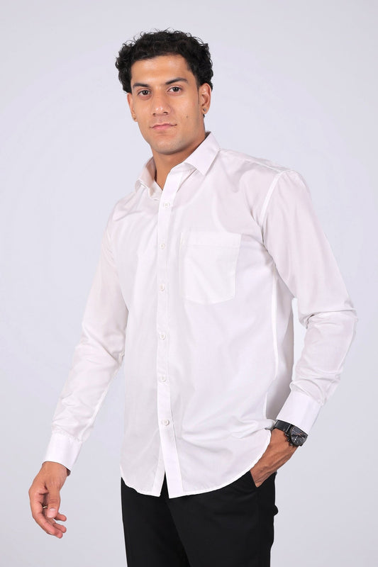 Bluebird Timeless White Men's Office Shirt - Veshbhoshaa