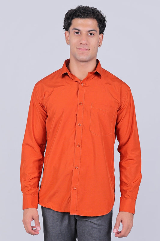 Bluebird Vibrant Orange Men's Office Shirt - Veshbhoshaa