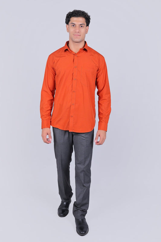 Bluebird Vibrant Orange Men's Office Shirt - Veshbhoshaa