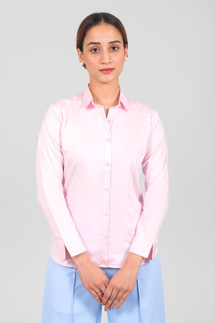 Bluebird Women Baby Pink Satin Shirt - Veshbhoshaa