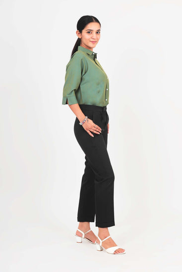 Bluebird Women Black Solid Casual Trouser - Veshbhoshaa