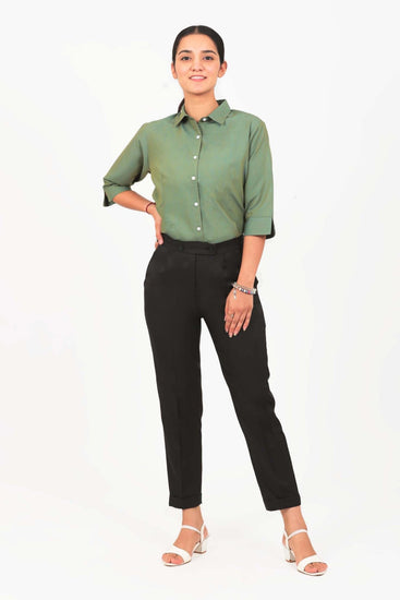 Bluebird Women Black Solid Casual Trouser - Veshbhoshaa