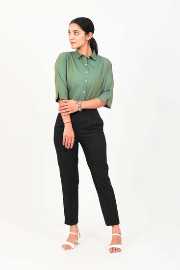 Bluebird Women Black Solid Casual Trouser - Veshbhoshaa