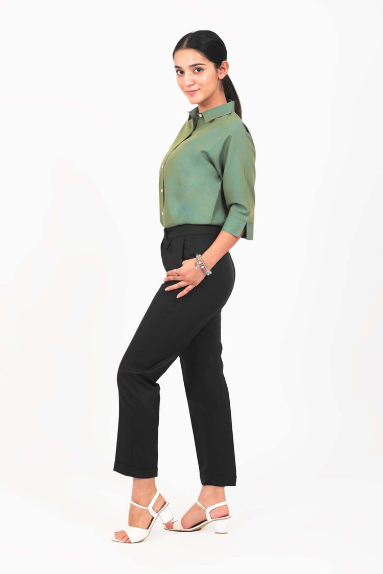 Bluebird Women Black Solid Casual Trouser - Veshbhoshaa