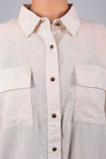 BLUEBIRD Women's Beige Linen Shirt - Veshbhoshaa
