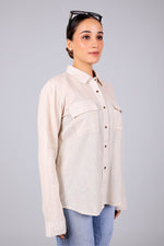 BLUEBIRD Women's Beige Linen Shirt - Veshbhoshaa