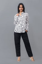 Bluebird Women's Black And White Printed Satin Shirt - Veshbhoshaa
