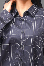 Bluebird Women's Black Printed Satin Shirt - Veshbhoshaa