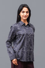 Bluebird Women's Black Printed Satin Shirt - Veshbhoshaa