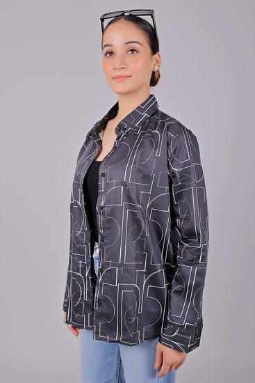 Bluebird Women's Black Printed Satin Shirt - Veshbhoshaa