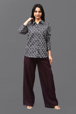 Bluebird Women's Black Printed Satin Shirt - Veshbhoshaa