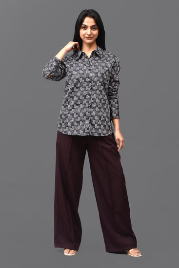 Bluebird Women's Black Printed Satin Shirt - Veshbhoshaa