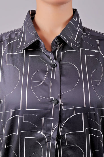 Bluebird Women's Black Printed Satin Shirt - Veshbhoshaa