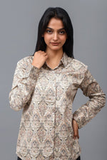 Bluebird Women's Brown Printed Satin Shirt - Veshbhoshaa