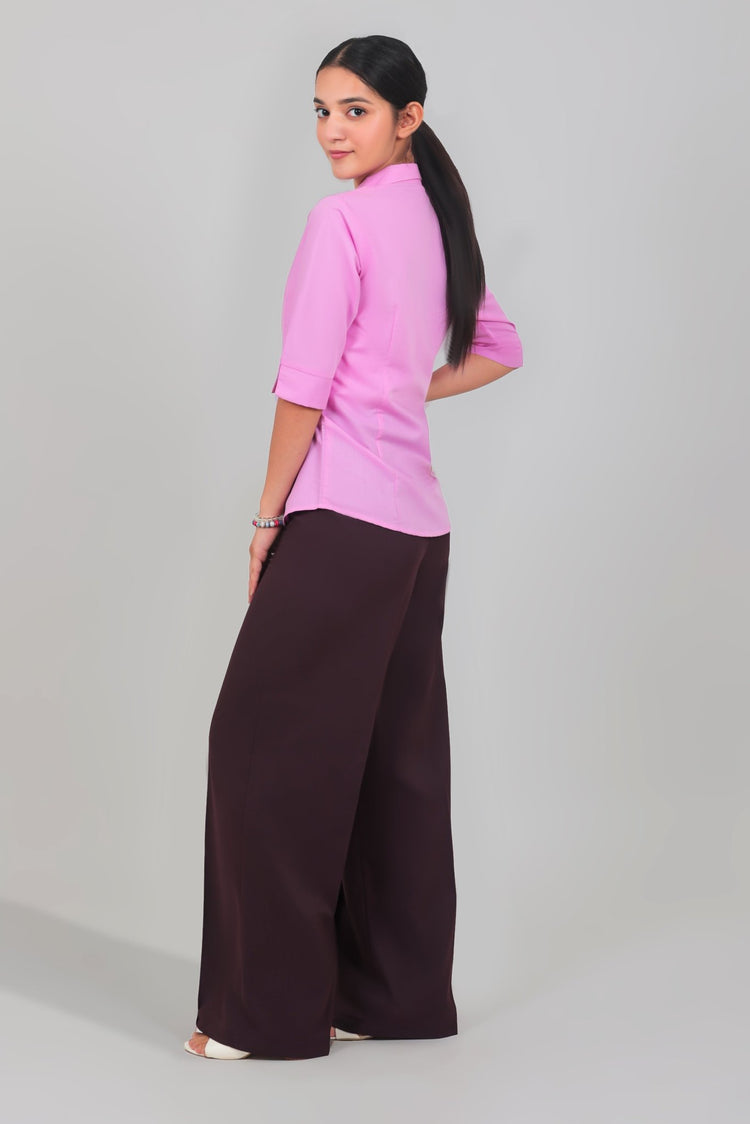 bluebird Women's Dark Purple Casual Bell Bottom Trouser - Veshbhoshaa