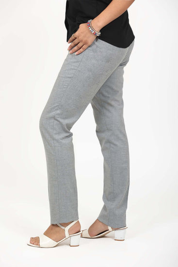 bluebird Women's Grey Casual Lycra Formal Trouser - Veshbhoshaa