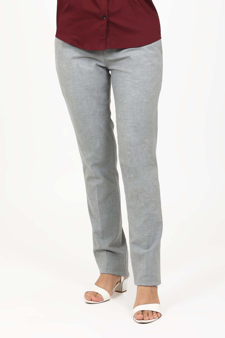 bluebird Women's Grey Casual Lycra Formal Trouser - Veshbhoshaa