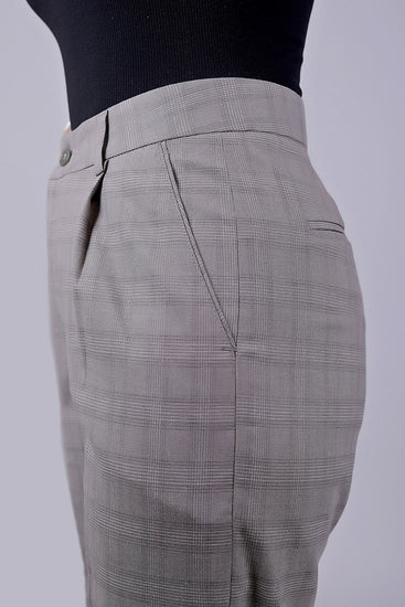 Bluebird Women's Grey Glen Plaid Check Formal Trouser Comfort Fit - Veshbhoshaa