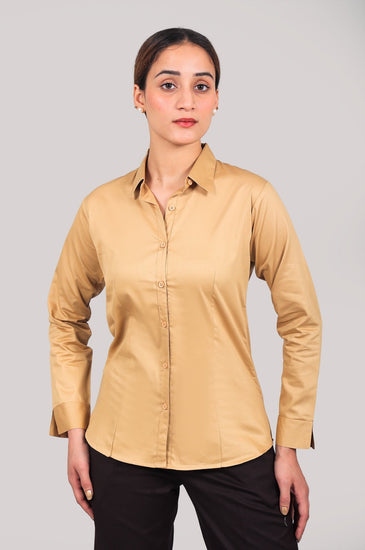 bluebird Women's Khaki Color Shirt - Veshbhoshaa