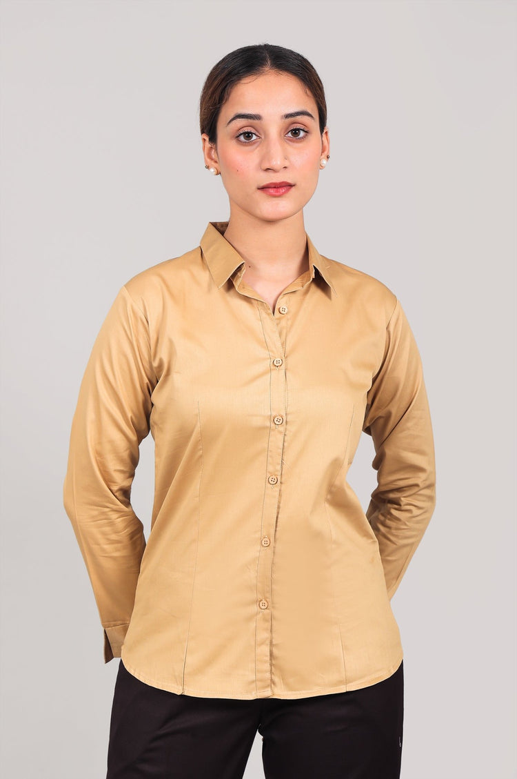 bluebird Women's Khaki Color Shirt - Veshbhoshaa