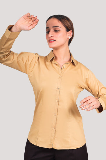 khaki color dress shirt Fnooota Mens Dress Shirts, Casual Solid Color Long Sleeve Colored Button Down Shirts Khaki Size S