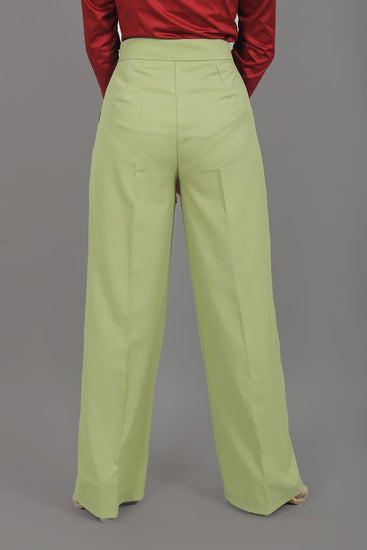 bluebird Women's Light Green Bell Bottom Trouser - Veshbhoshaa