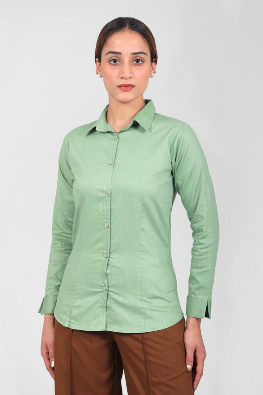 bluebird Women's Light Green Shirt - Veshbhoshaa