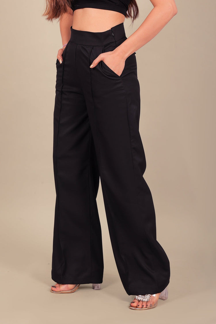 bluebird Women's Navy Blue Bell Bottom Trouser - Veshbhoshaa