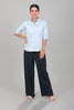 bluebird Women's Navy Blue Casual Bell Bottom Trouser - Veshbhoshaa