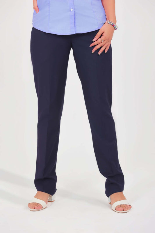 bluebird Women's Navy Blue Casual Formal Trouser - Veshbhoshaa