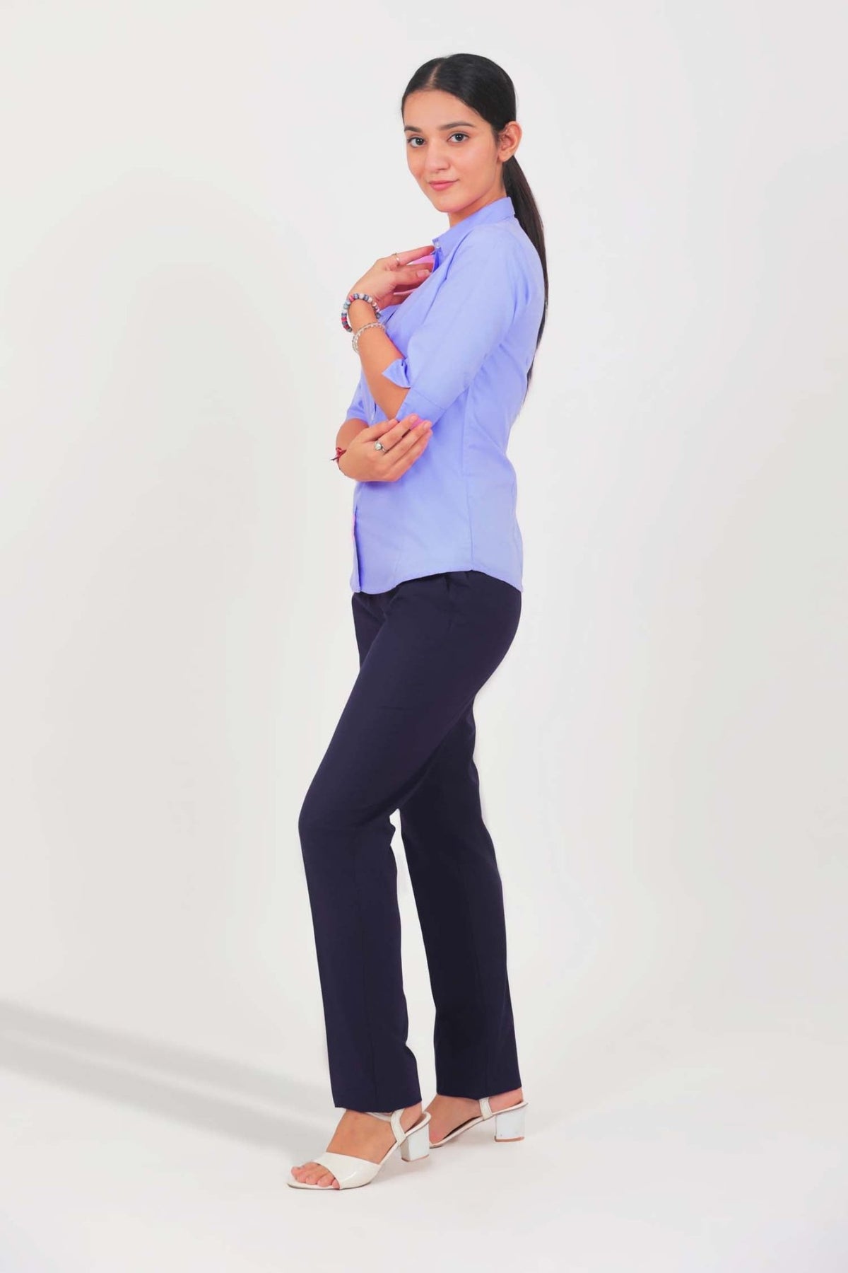 bluebird Women's Navy Blue Casual Formal Trouser - Veshbhoshaa